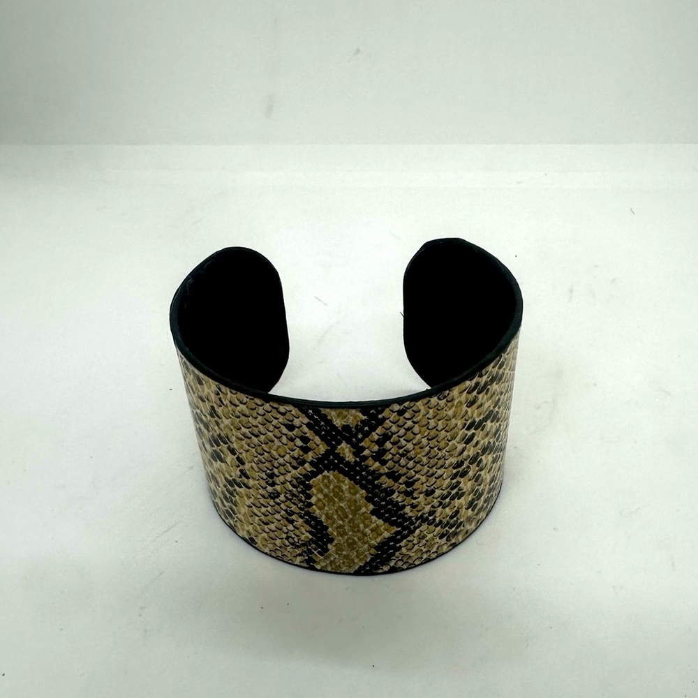 Snake print cuff, suede lining, handmade Chicago